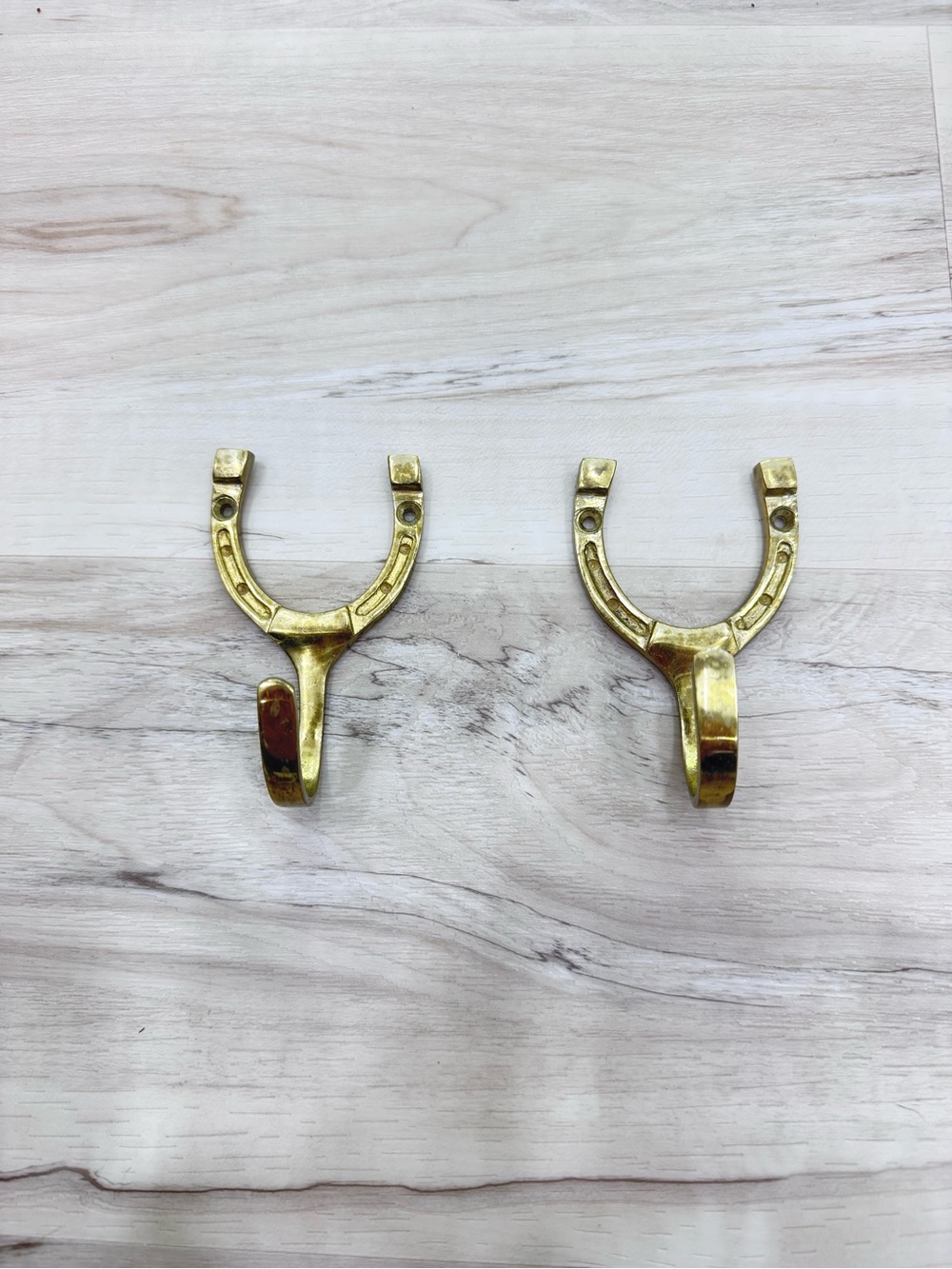 Brass Horseshoe Hanger Hook set of 2